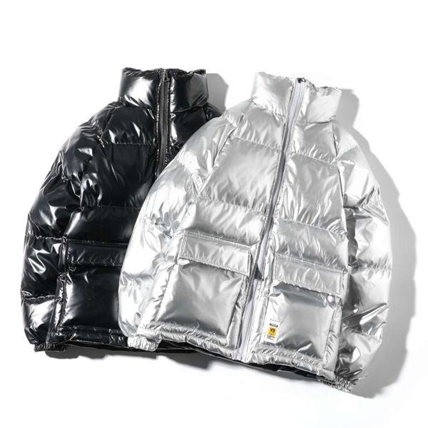 

2020 fashion white background new stand collar padded garment thickened men's winter bright face large size cotton, Black