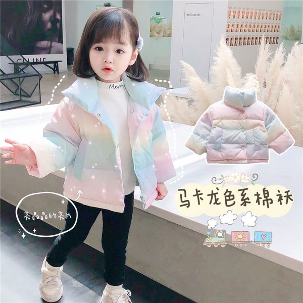 

girl's coat thickened in 2020 new foreign style girl baby down and children's winter cotton padded jacket, Blue;gray