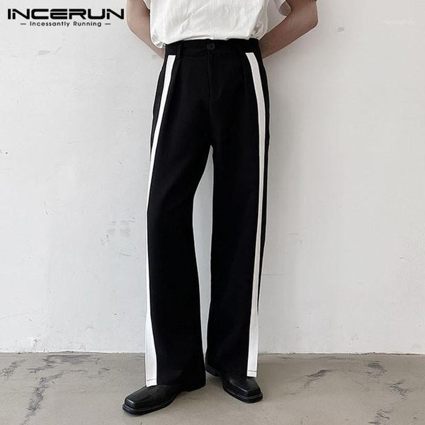 

men's pants incerun man pockets straight joggers men casual 2021 fashion patchwork loose trousers leisure zipper pantalones plus size1, Black