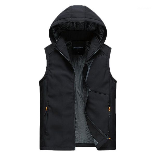 

men's vests fashion brand men hooded vest 2021 autumn winter warm sleeveless thicken jacket casual male windproof waistcoat size -4xl1, Black;white
