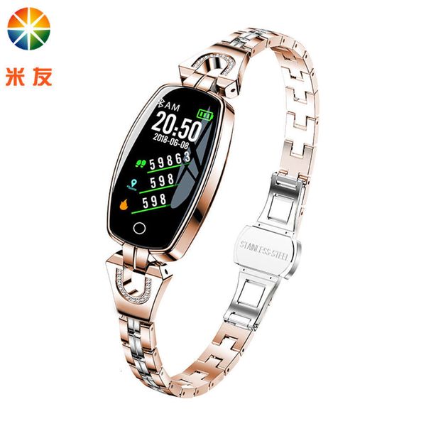 

miyou h8 smart high definition color screen weather forecast waterproof heart rate blood prsure health detection female braceletjk