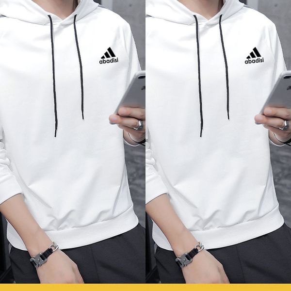 

w7ons сплошной цвет печати мужской тенденции шеи осень моды свитер sweaterround с капюшоном письмо моды универсальный свитер с капюшоном 6gk, Black