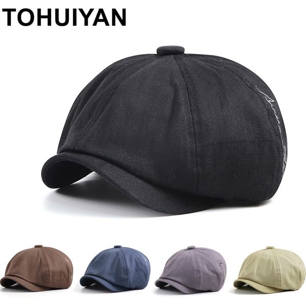 Tohuiyan marca chapéu octogonal para mulheres moda osso feminino boina chapéus verão outono casual newsboy cap homens artista gatsby caps y200602