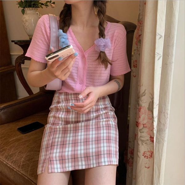 

skirts women fashion plaid split skirt stylish high waist for party shopping daily wear, Black