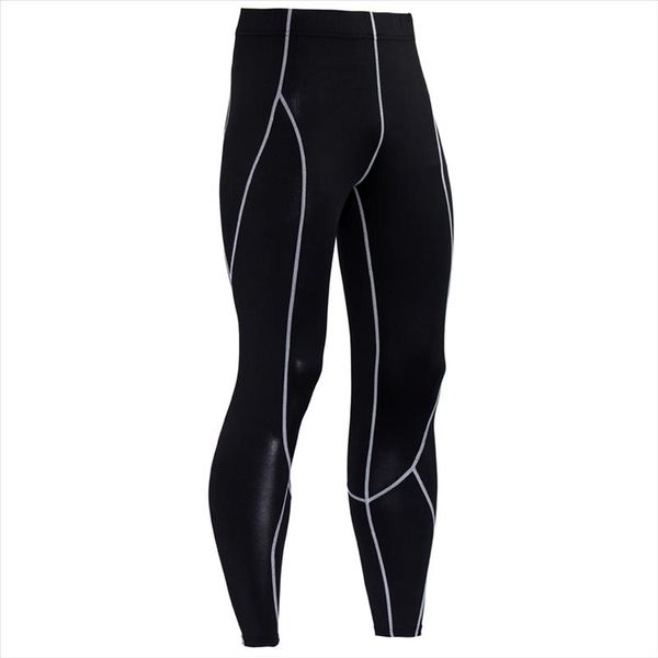 

2021 new men compression pants bodybuilding joggers fitness quick dry skinny leggings mens pure color workout tights trousers, Black
