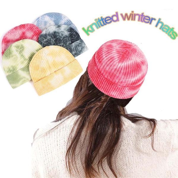 

beanies fashion tie dye knitted hat,stylish beanie cap for women men soft warm winter hats ladies casual bonnet booty textured1