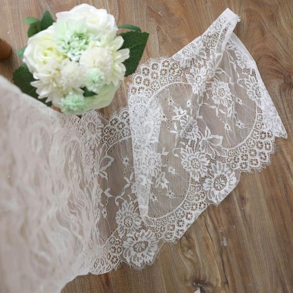 

35x300 ou shi yi yarn white eyelash lace table runner wedding decoration christmas holiday party