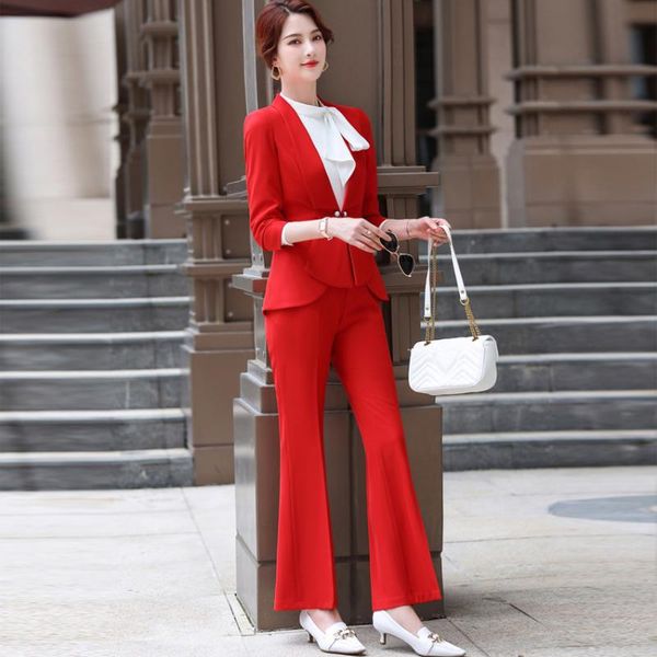 

occupation office lady wear women elegant pan suits formal l reception pant suits woman beauty salon office work, White