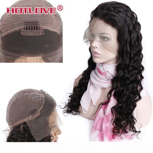 

ove lace front human hair wigs loose wave 130% density 13*4 lace frontal wig pre plucked with baby hair full remy black 10-24inch, Black;brown