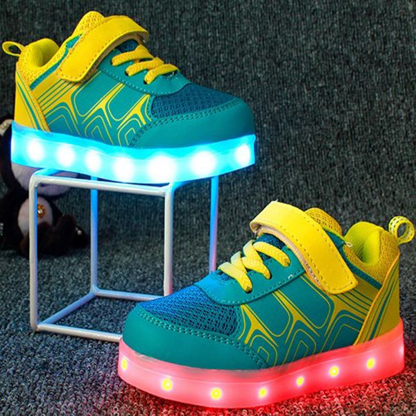 

new kids light boys sneaker girls baby with usb charging led luminous sports children shoes colorful lights up, Black