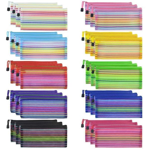 

30 mesh zipper bags pencil bags multifunctional mesh for storing stationery and office supplies, about 23x11cm1