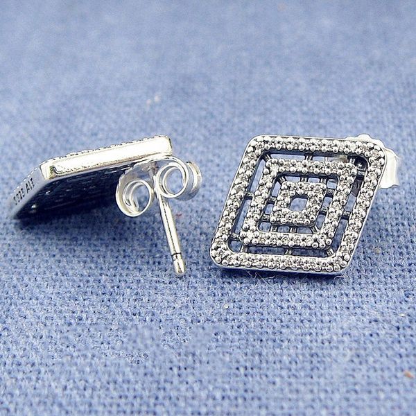 

оптово для pandora серьги стержня стерлингового серебра 925 cz diamond jewelry геометрическая линия дамы высокого качества элегантный стад с, Golden;silver