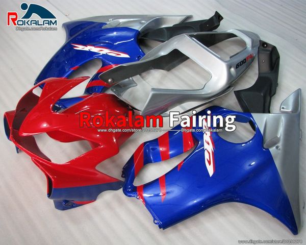 

blue red black silver fairings for honda cbr600f4i cbr600 f4i 2001 2002 2003 cbr 600 abs plastic fairing set (injection molding)