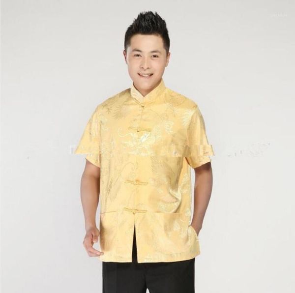

plus size 4xl new blouse mens short sleeve traditional chinese tang suit male tai chi uniform1, White;black
