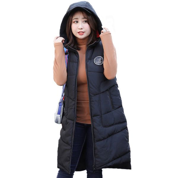

oversize cotton vest women jacket autumn winter long waistcoat thicken hooded outerwear sleeveless parkas plus size 4xl-8xl g689 1023, Black;white