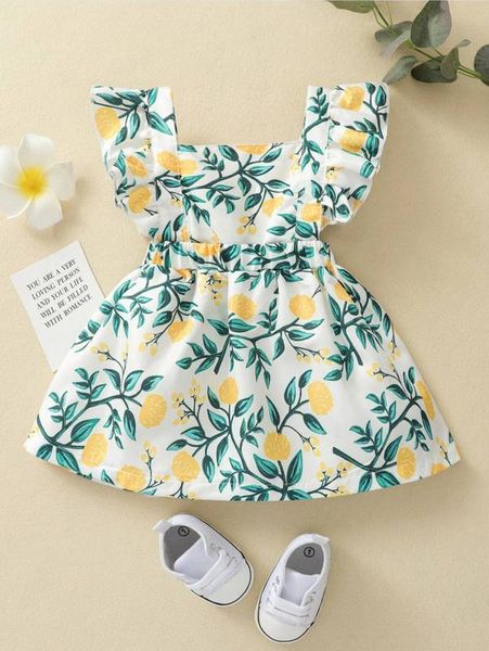 

baby girl allover floral ruffle overall dress she, Red;yellow