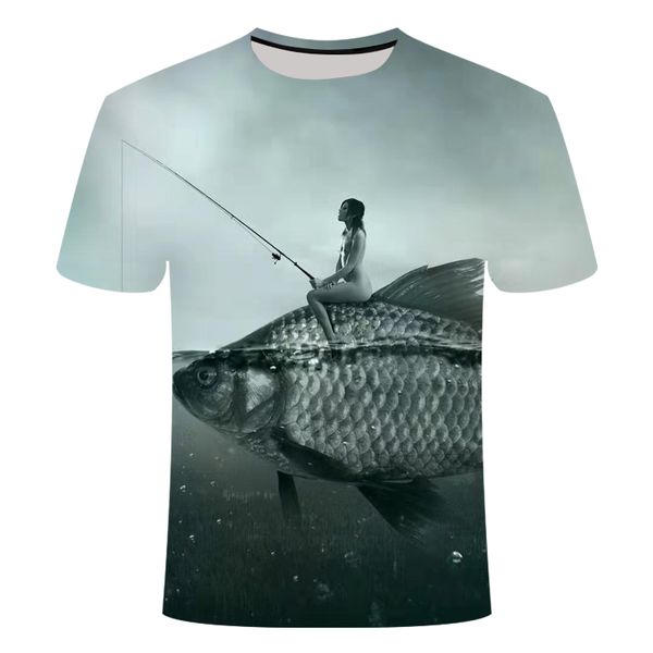 

leisure fish printed print 3d print shirts funny funny hippie men clothing