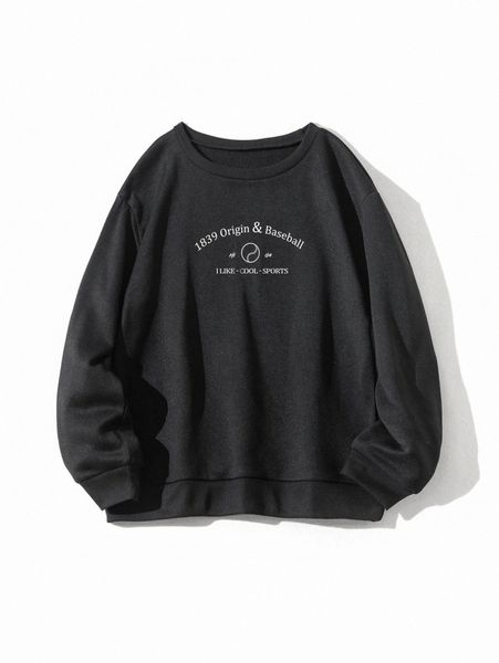 

slogan print round neck sweatshirt w2t0#, White;black