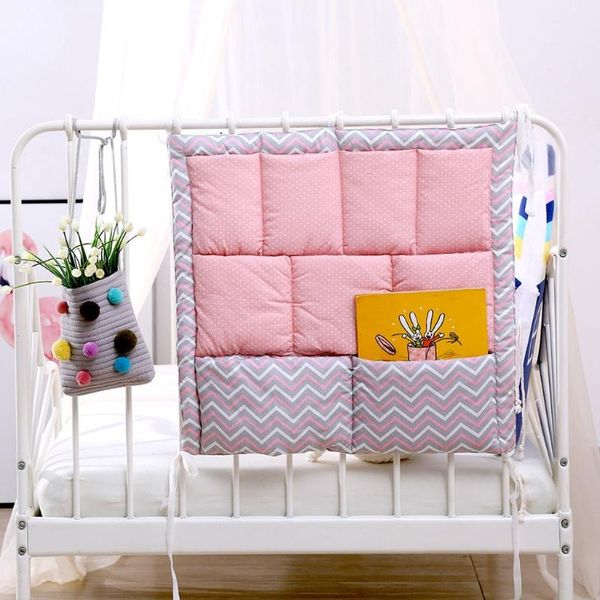 

bed hanging storage bag baby cot cotton holder organizer 50x50cm diaper pocket