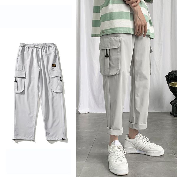 

man new fashion streetwear solid joggers hip hop ankle-length harem elastic waist cargo pants men dropshipping