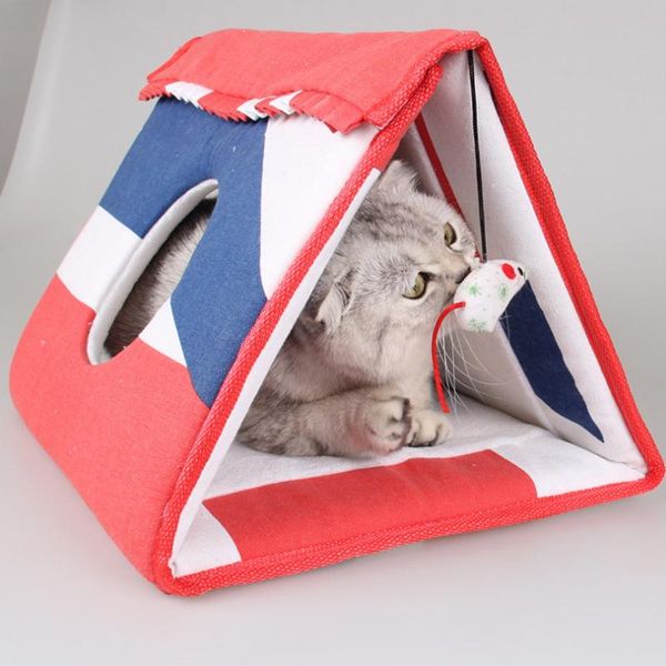 

pet dog cat kennel bed mat multifunction foldable scratch board with small toy tb sale