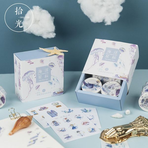 

ocean stars cherry blossoms journal васи лента набор лейкопластырь diy scrapbooking наклейка этикетки vintage маскировка лента wmtmau lovesh