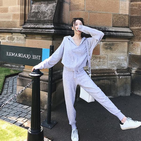 

pink tracksuit women long sleeve loose hoodies 2 piece clothes1, Gray