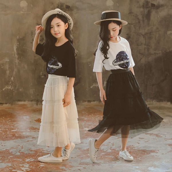 

half foreign girls' children's spring sle net set length fairy skirt, Blue