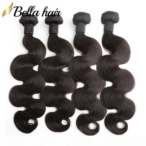 

brazilian hair bundles human hair weaves extensions body wave virgin hair weft malaysia peruvian indian double weft 4pc bellahair, Black