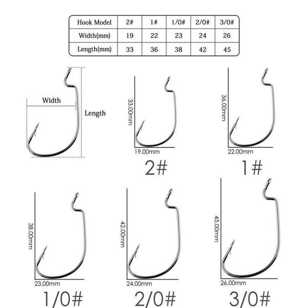 

50pcs/box offset fishing hook jig head wide crank fishhook for soft worm lure barbed carp fishing hooks #3/0 #2/0 #1 bbysck