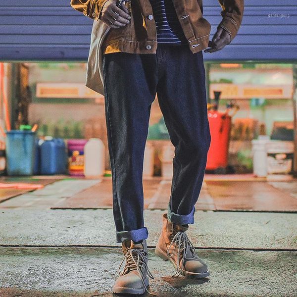

2020 japanese style haren blue washed baggy jeans brand men's casual pants fashion denim cotton solid colors trousers 28-33 size1