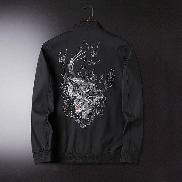 

2021 new chinese spring dragon embroidered men's superior fashion vintage jacket club jackets eq5z, Black;brown