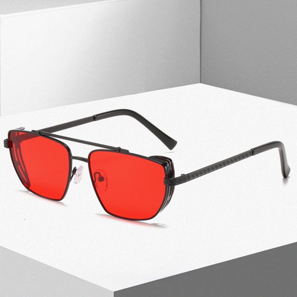 

2020 punk steam men's double beam metal box trend sunglasses women designer jjkd, White;black