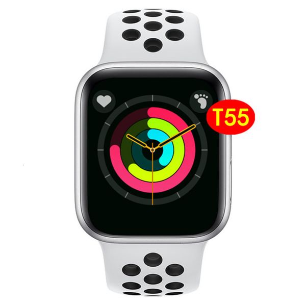 

t55 dual strap 44mm sports wristband bracelet bluetooth talk heart rate blood prsure multifunctional smart watchjk