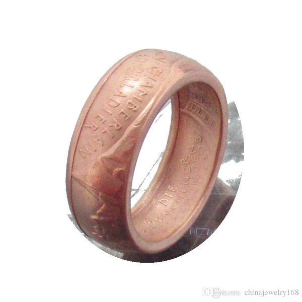 

Vintage Jewelry Coin Rings Handmade from German Coin Lucky Coin Copper Ring