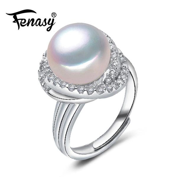 

fenasy natural freshwater pearl rings for women new pearl jewelry evening party luxury big ring wholesale, Golden;silver