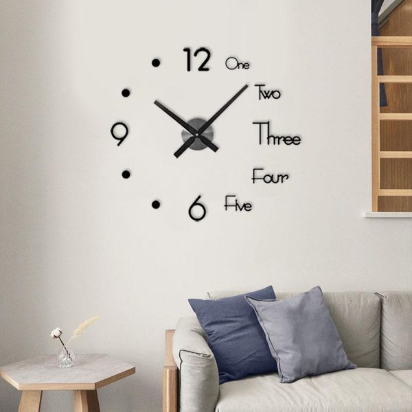 

3d clock mirror wall stickers quartz needle acrylic big wall clocks horloge self-adhesive art modern home decoration living room