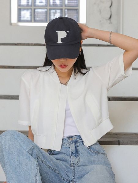 

dazy slant pockets short sleeve bomber jacket f7lb#, Black;brown