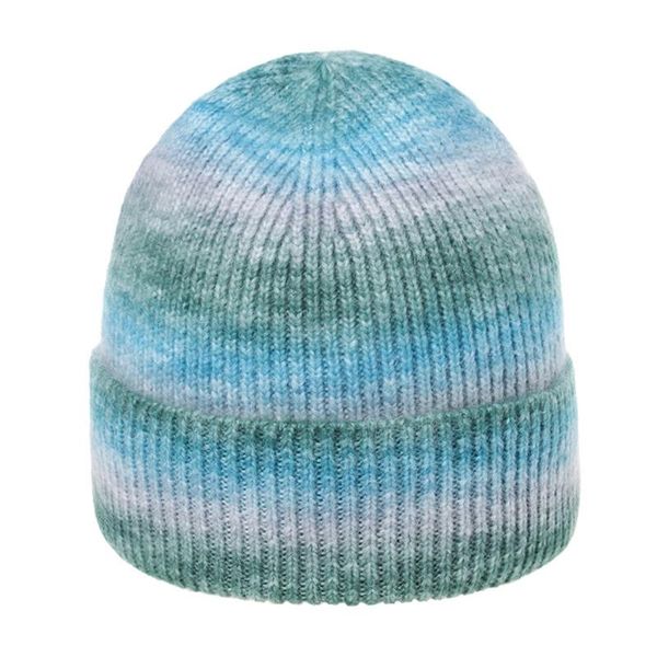 

beanies gradient rainbow stretch knitted beanie hat winter warm hip-hop cuffed skull cap r7rf