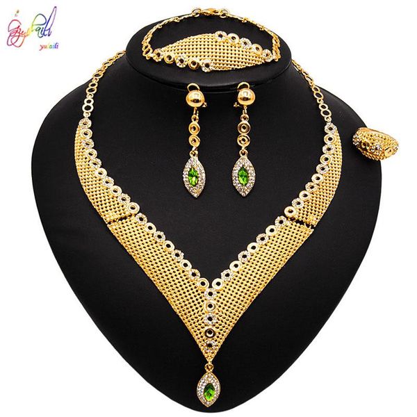 

yulaili factory new fashion hollow custom copper alloy ladies pendant necklace earrings bracelet ring jewelry sets wholesale, Silver