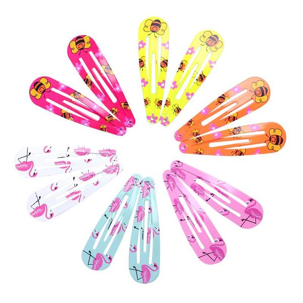 

12 шт. partded snap hair clips bee flamingo pattern color mixing hairpins симпатичные бобби клип девушки для девочек аксессуары для волос 5, Slivery;white