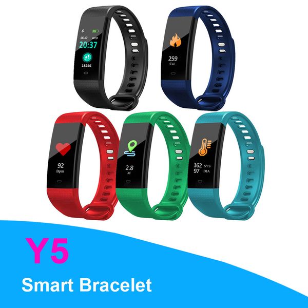 Bluetooth Smart Bracelet Screen Cor Y5 Smartband Frequência Heart Monitor de pressão arterial Medição de fitness Relógio inteligente Homens