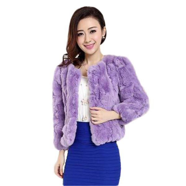 

women's fur & faux 2021 winter coat lady trendy rex coats splicing short furry jacket solid thick warm female outerwear, Black