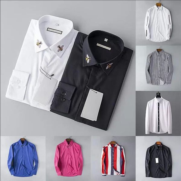 

2022 designers mens dress shirts business fashion casual shirt brands men shirts spring slim fit chemises de marque pour hommes asia size, White;black