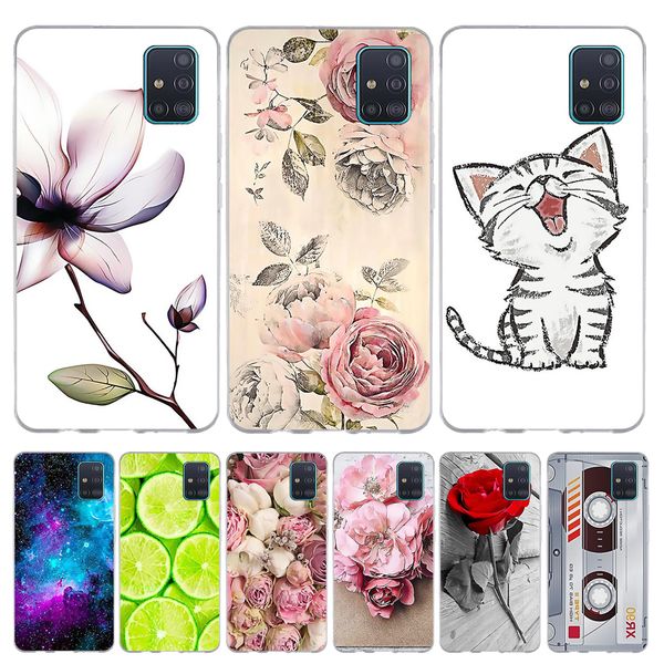 

sm-a515f case soft tpu silicone shell galaxy a 51 cover roses coque for samsung a51 capa
