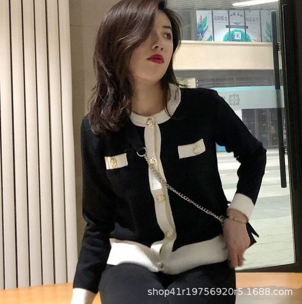 

xiaoxiangfeng новой весны платье новый корейский черно-белый тонкий шерстяной свитер woolcardigan пальто темперамент свитер топ женщина opiy, White;black