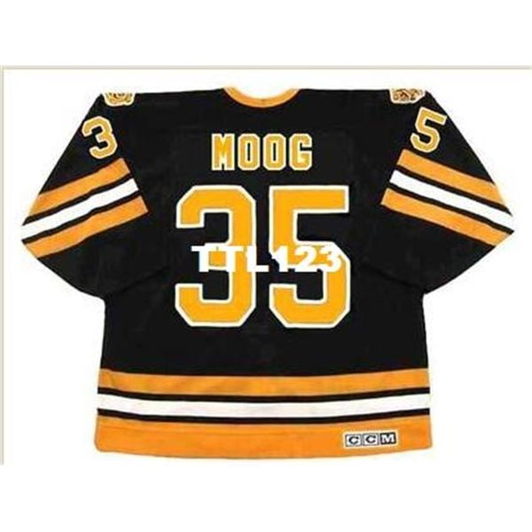 

mens #35 andy moog boston bruins 1990 ccm vintage retro away hockey jersey or custom any name or number retro jersey, Black