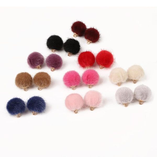 

10pc 15mm mini imitation water mink pompom cute plush fur ball beads handmade diy materia handmade hair earring ball jewelry, Bronze;silver