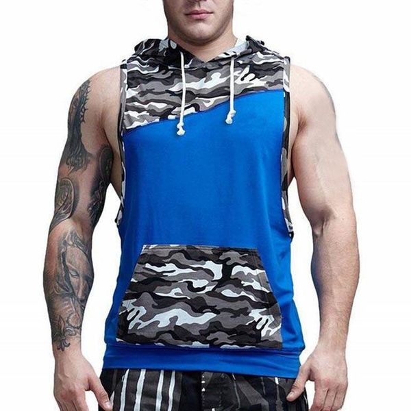 Herren-Tanktops, Bodybuilding, Stringer-Kapuzenoberteil, ärmellos, für Fitness, Workout, Hoodies, Weste, schlankes, atmungsaktives Singlet-Muskelshirt