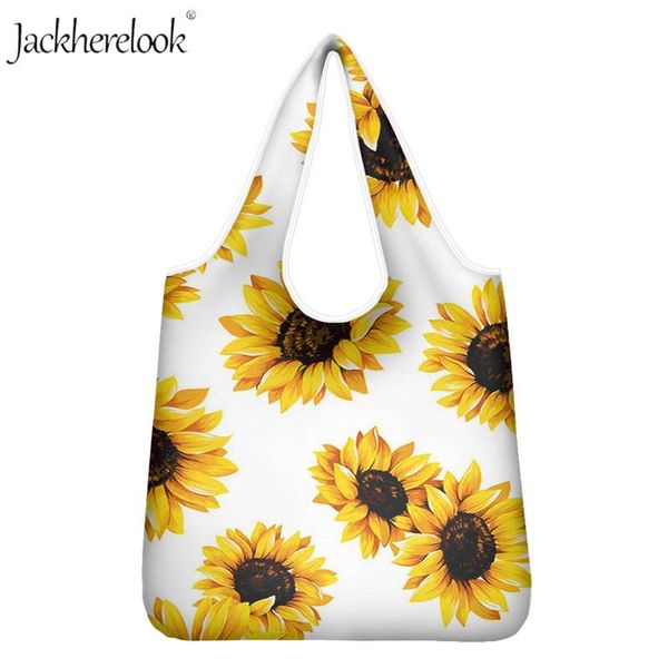 

jackherelook 2pcs сумки для пикника женского подсолнечной печати эко дружественных сумок для покупок больших емкостей дамы цветочного узор б